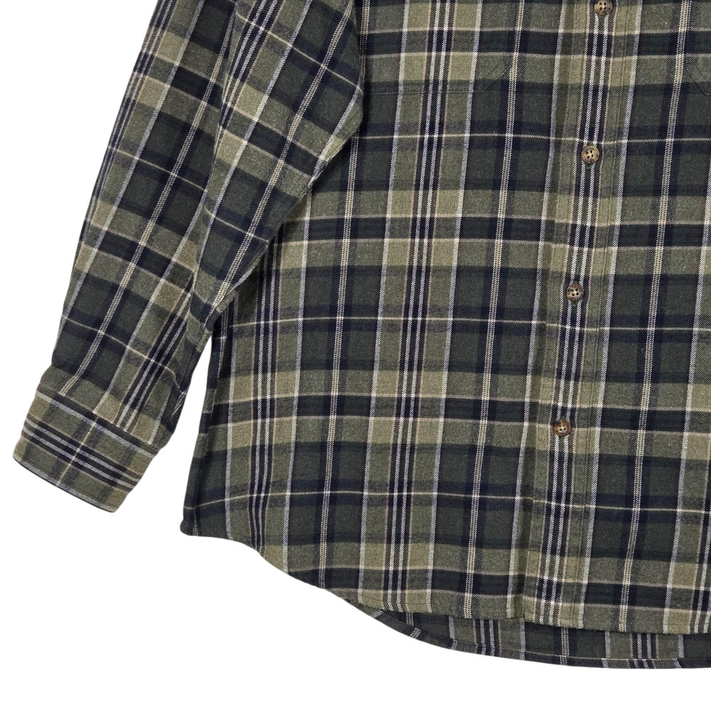 Woolrich Shirt Mens Medium Green Plaid Flannel Workwear Utility Outdoor Hiking - Picture 3 of 12